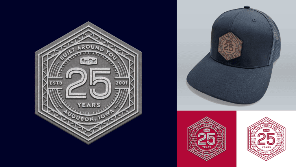 The Accu-Steel 25th anniversary logo.