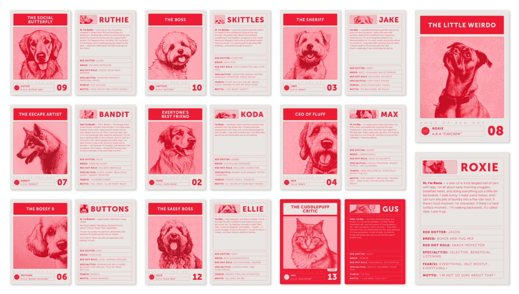 A selection of graphics from our Dogs of Red Dot social media series.
